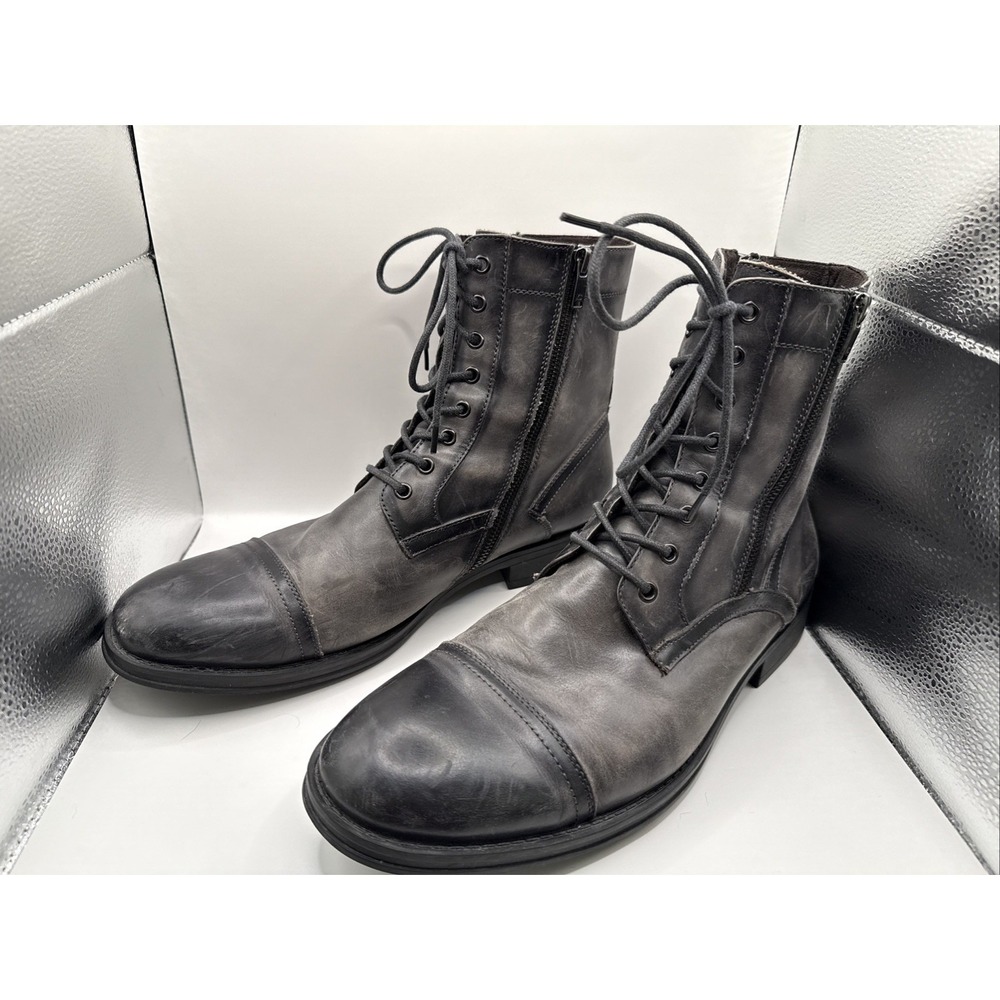 Kenneth Cole New York Kenneth Cole Men's Hugh Leather Boots Size 12 Color Grey - Picture 3 of 10
